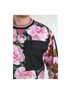 Sudadera con cuello redondo de flores con estampado de tela jersey Dolce & Gabbana rosa