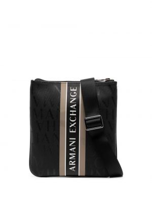 Pruhovaná taška s potiskem Armani Exchange černá