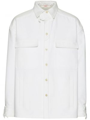 Chemise en coton à fleurs avec applique Valentino Garavani blanc