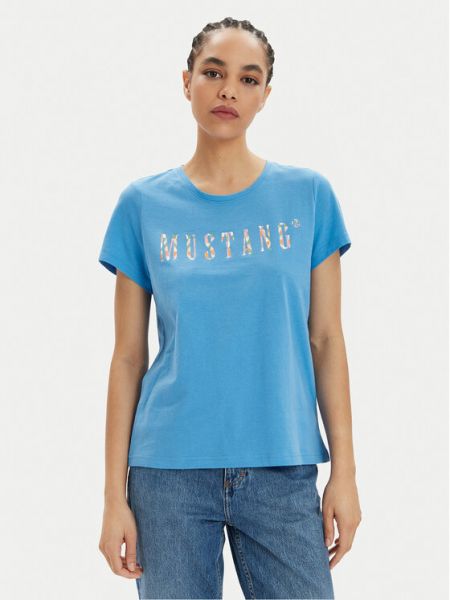 Laza szabású póló Mustang kék
