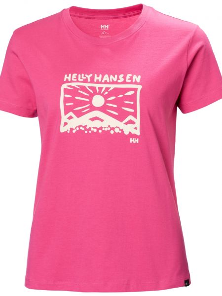 Βαμβακερή μπλούζα Helly Hansen ροζ
