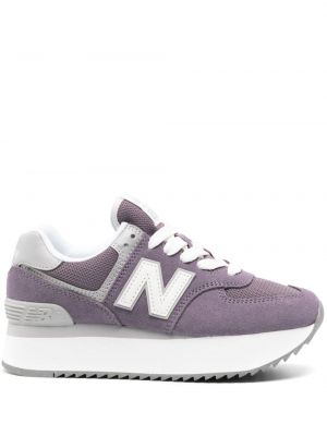 Baskets en cuir New Balance 574 violet