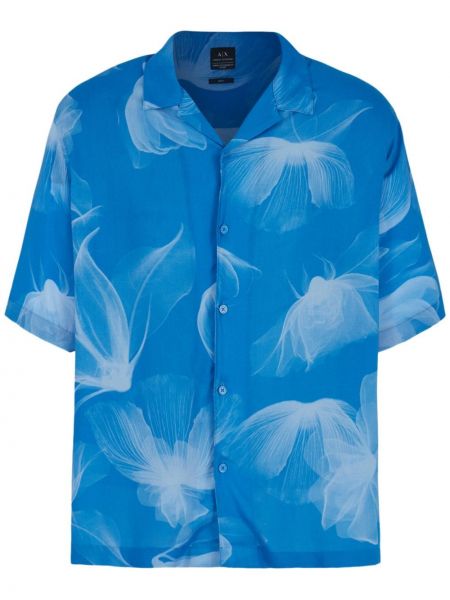 Květinová košile s potiskem Armani Exchange modrá