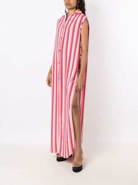 Sukienka długa w paski z nadrukiem Amir Slama różowa