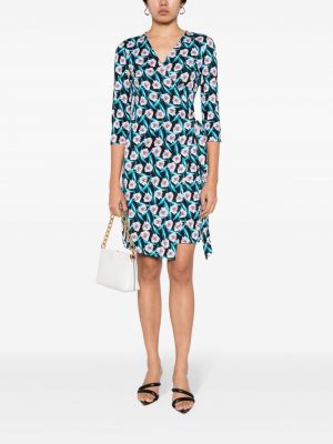 Květinové hedvábné šaty s potiskem Dvf Diane Von Furstenberg modré
