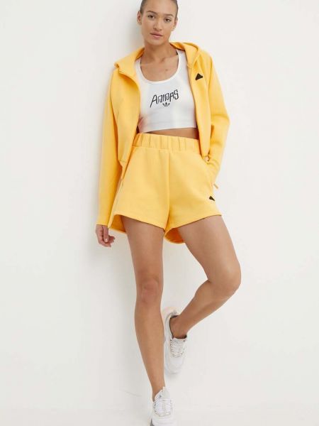 Bluza z kapturem z nadrukiem Adidas żółta