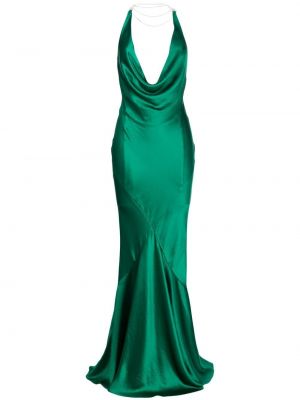 Сатенена вечерна рокля Retrofete зелено