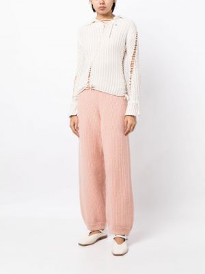 Pletené kalhoty Baserange růžové