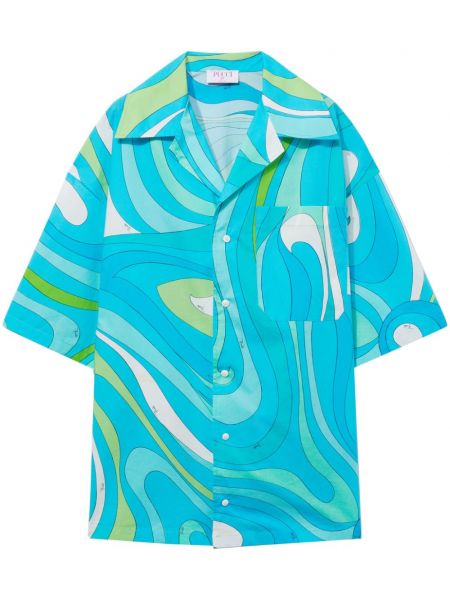 Βαμβακερό πουκάμισο με σχέδιο Pucci μπλε