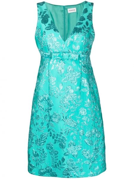 Sukienka koktajlowa bez rękawów w kwiatki Parosh zielona