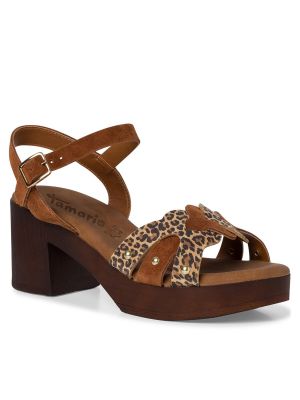 Sandales à imprimé léopard Tamaris marron
