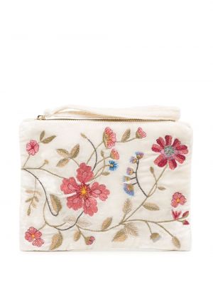 Kvetinová zamatová hodvábna peňaženka Anke Drechsel biela