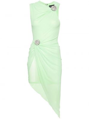 Zielona sukienka koktajlowa asymetryczna z kryształkami David Koma