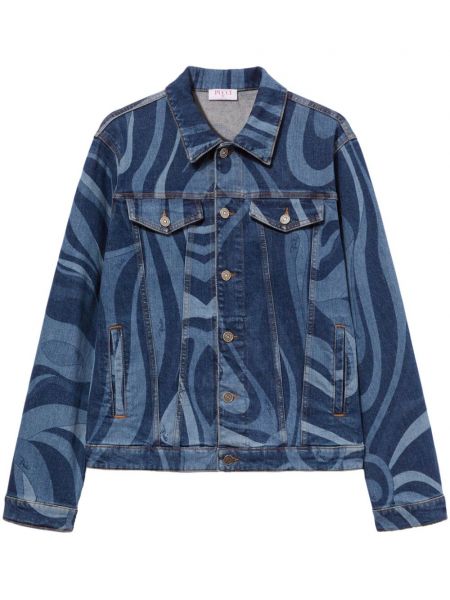 Jachetă lungă cu imagine Pucci albastru