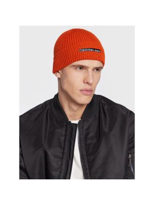 Vilnonis kepurė Calvin Klein Jeans oranžinė