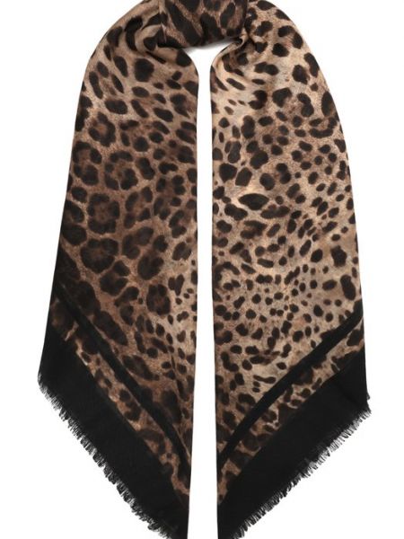 Хлопковый шарф Dolce & Gabbana коричневый