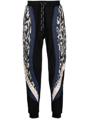 Спортни панталони с принт с животински шарки Roberto Cavalli черно