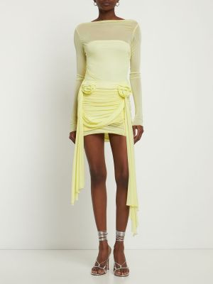 Drapované květinové mini sukně jersey Blumarine žluté