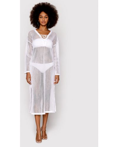 Seafolly Strand ruha Crochet Cover Up 54630-CU Fehér Relaxed Fit