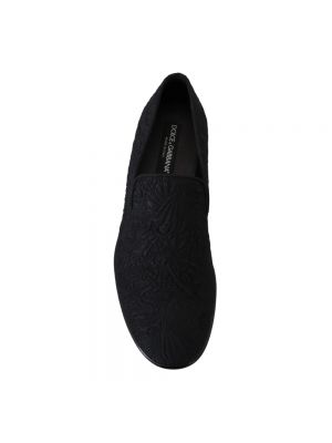 Loafers w kwiatki żakardowe Dolce And Gabbana czarne