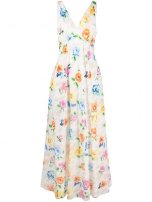 Макси рокля без ръкави на цветя с принт Boutique Moschino бяло
