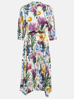 Satynowa sukienka midi w kwiatki Stella Mccartney