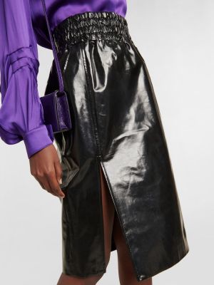 Kožená sukňa Tom Ford čierna