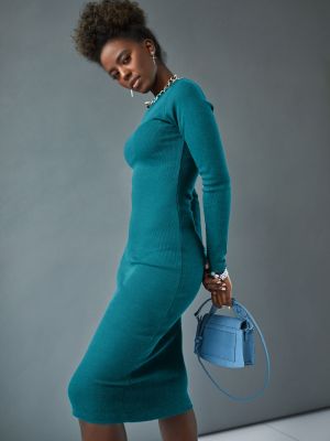 Μακρυμάνικη μάξι φόρεμα Fasardi μπλε