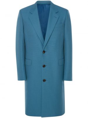 Hedvábný vlněný kabát Alexander Mcqueen modrý