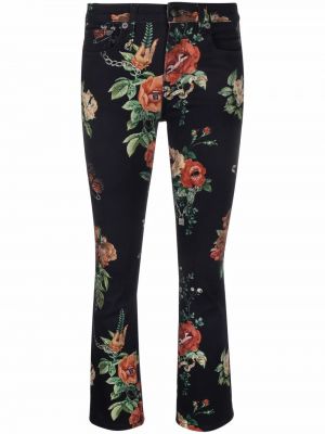 Trykt floral slank jeans 7/8 R13 blå