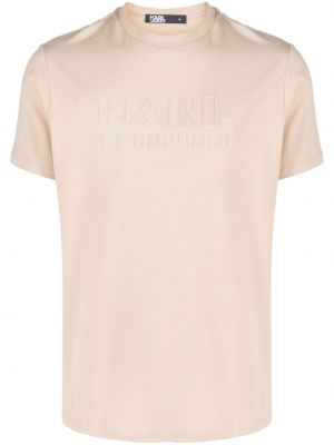 Bavlněné tričko s potiskem Karl Lagerfeld béžové