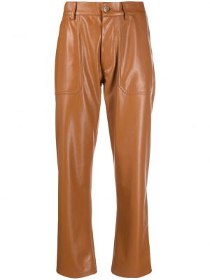 Pantalon droit en cuir Nanushka marron