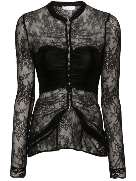Прозрачна блуза с дантела Rabanne черно