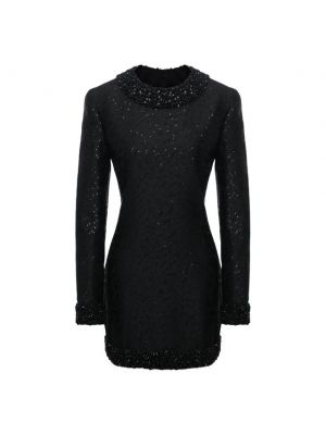 Платье с пайетками Saint Laurent черное
