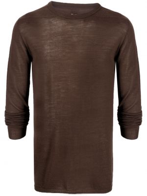 Plisovaný vlněný svetr Rick Owens hnědý