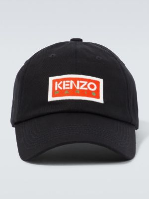 Șapcă cu broderie din bumbac Kenzo negru