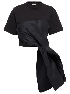 Asimetriškas medvilninis marškinėliai Alexander Mcqueen juoda
