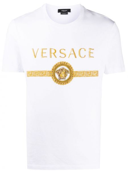 Camiseta con bordado Versace blanco