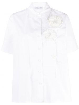 Chemise en coton à fleurs à volants Dice Kayek blanc