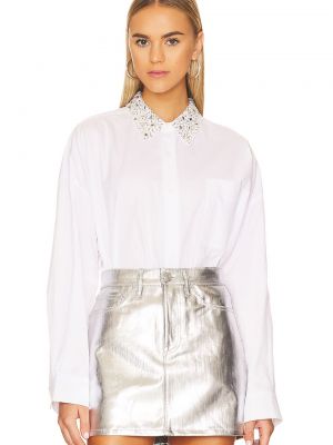 Рубашка GRLFRND Alessandra Oversized with Jeweled Collar белый
