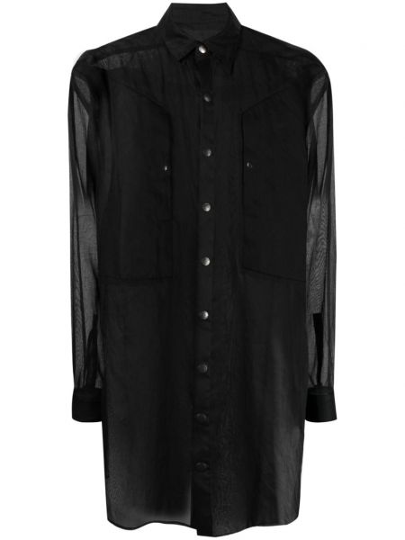 Caurspīdīgs krekls Rick Owens melns