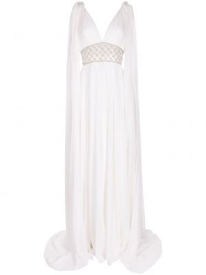 Μεταξωτή φόρεμα με πετραδάκια Jenny Packham λευκό