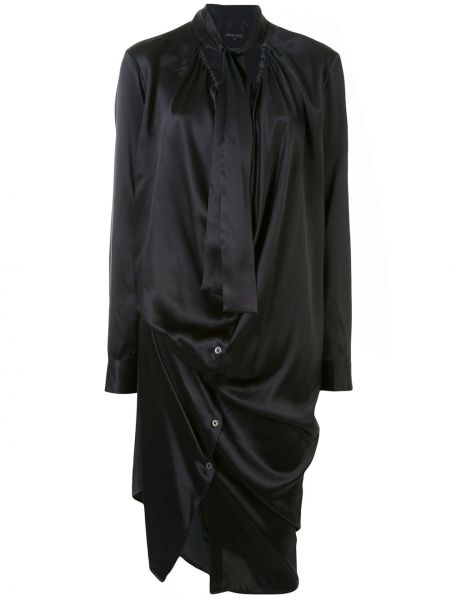 Vestido camisero drapeado Ann Demeulemeester negro