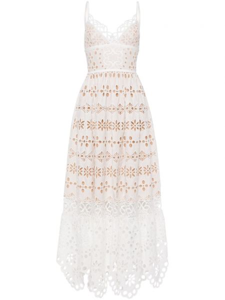 Μάξι φόρεμα με κέντημα με λαιμόκοψη v Elie Saab λευκό