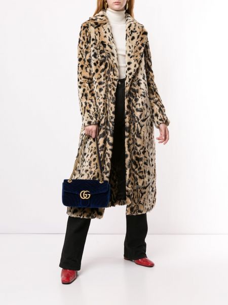 Manteau de fourrure à imprimé à imprimé léopard Unreal Fur marron