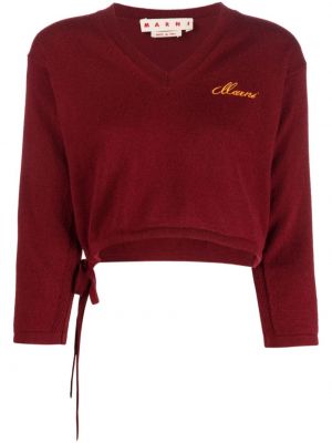 Kašmírový sveter s výšivkou Marni červená