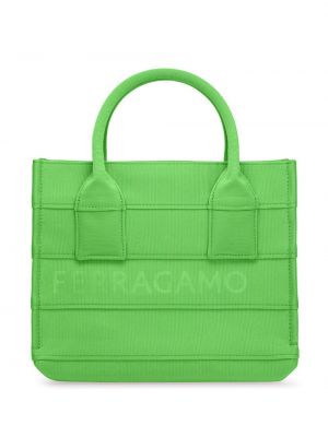 Шопинг чанта с принт Ferragamo зелено