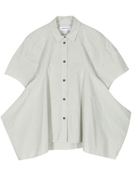 Карирана памучна риза с принт Enföld бяло