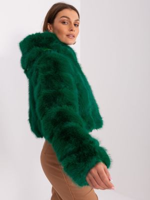 Μπουφάν με γούνα Fashionhunters πράσινο