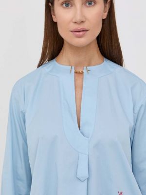Памучна блуза Victoria Beckham синьо